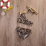 Bikini leopard de fată cu bandă 0-3 luni