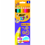 Creioane Colorate Bic Super Soft Cu Ascutitoare, 8 Buc/set