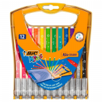 Set 12 Carioci Colorate Ultralavabile Bic Kid Couleur Cu Cutie De Depozitare