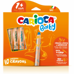 Creioane Colorate Carioca Baby 1+, 3 In 1, 10 Culori/cutie, Ascutitoare Inclusa