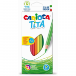 Creioane Colorate Carioca Tita, Hexagonale, Flexibile, 12 Culori/cutie