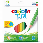 Creioane Colorate Carioca Tita, Hexagonale, Flexibile, 24 Culori/cutie