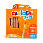 Set 10 Creioane Colorate 3 in 1 Carioca Baby, Diametru Mina 10 mm