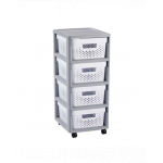 Dulap pe roti Curver Infinity Dots, 4 x 11 L, Alb