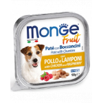 MONGE Fruit Dog Hrana umeda pentru caini adulti, cu pui si zmeura 100 g