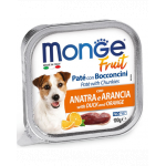 MONGE Fruit Dog Hrana umeda pentru caini, pate cu rata si portocala 100g