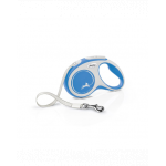 FLEXI New Comfort lesa automata cu banda pentru caini, albastru cu alb, marimea S, 5 m