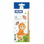 Set 12 Creioane Colorate Milan Maxi, Corp Hexagonal, Cartificat FSC