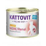 KATTOVIT Feline Diet Niere/Renal hrana umeda dietetica pentru pisici cu afectiuni ale rinichilor, cu pui 185 g