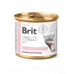 BRIT Veterinary Diet Hypoallergenic Salmon&amp;Pea pentru pisici cu alergii alimentare, hrana umeda 200 g