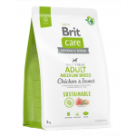 BRIT Care Sustainable Adult Medium Breed 3 kg Hrana caini adulti talie medie, cu pui si insecte