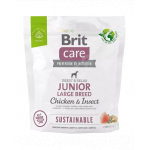BRIT Care Sustainable Junior Large Breed 1 kg Hrana uscata catei de talie mare, cu pui si insecte