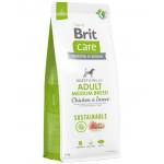 BRIT Care Sustainable Adult Medium Breed Hrana uscata caine talie medie, cu pui si insecte 12+2 kg