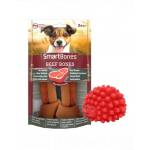 SMART BONES Medium recompense caini talie medie, carne de vita x 2 + minge GRATIS