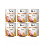 BRIT Pate&amp;Meat turkey 6 x 800 g Conserva pateu pentru caini, cu curcan