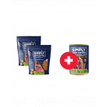SIMPLY FROM NATURE Gustare dresaj caini, cu vita 2 x 300g + conserva hrana, rata si morcov GRATIS