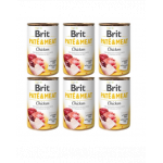 BRIT Pate&amp;Meat chicken 6x400 g pate cu pui, hrana caine