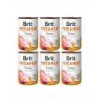 BRIT Pate&amp;Meat turkey 6x400 g pate curcan, hrana caine