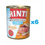 RINTI Kennerfleish Junior Chicken 6x800 g caine junior, cu pui