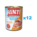 RINTI Kennerfleish Junior Chicken 12x800 g hrana umeda cu pui, caine junior