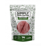 SIMPLY FROM NATURE Meat Strips Benzi carne vita pentru caini 3x80 g
