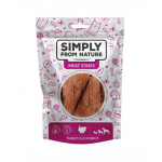 SIMPLY FROM NATURE Meat Strips curcan si cocos, gustare caine 3x80 g