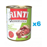 RINTI Kennerfleisch Wild boar carne de mistret 6x800 g hrana caine