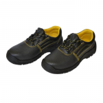 Pantofi de Protectie PROTEK Marimea 42, cu Bombeu Metalic, Piele de Bovina, Negru/Galben