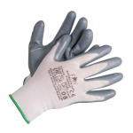 Manusi de Protectie PROTEK Bunting Albe ECO, Marimea 11, cu Poliuretan in Palma, Material Tricot din Nylon