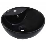 vidaXL Chiuvetă cu preaplin, negru, 46,5 x 18 cm, ceramică
