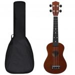 vidaXL Set ukulele Soprano pentru copii, cu husă, natural, 23"