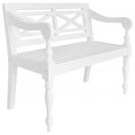 vidaXL Bancă Batavia, alb, 98 cm, lemn masiv mahon