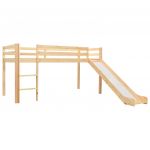 vidaXL Cadru pat copii etajat cu tobogan & scară 97x208cm lemn de pin