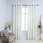 vidaXL Draperii opace cu inele, 2 buc., crem, 140 x 225 cm, catifea