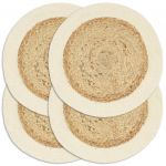 vidaXL Naproane, 4 buc., natural, 38 cm, iută și bumbac, rotund