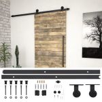 vidaXL Set feronerie pentru uși glisante SKIEN, negru, 183 cm, oțel