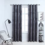 vidaXL Draperii opace cu inele, 2 buc., antracit, 140x245 cm, catifea