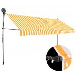 vidaXL Copertină retractabilă manual cu LED, alb & portocaliu, 350 cm