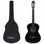 vidaXL Set de chitară clasică începători, 12 piese, negru, 4/4 39"