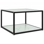 vidaXL Măsuță de cafea, alb, 60x60x35 cm, sticlă securizată