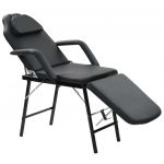 vidaXL Scaun tratament facial, înlocuitor piele, 185x78x76 cm, negru