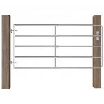 vidaXL Poartă de câmp cu 5 bare, argintiu, (95-170) x 90 cm, oțel