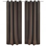 Draperii opace cu inele metalice, 2 buc., maro, 135 x 245 cm
