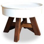 vidaXL Măsuță de cafea, alb, 60 x 45 cm, lemn masiv reciclat