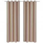 Draperii opace cu inele metalice, 2 buc., crem, 135 x 245 cm