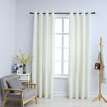 vidaXL Draperii opace cu inele, 2 buc., crem, 140 x 245 cm, catifea