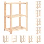 vidaXL Etajere cu 3 niveluri, 10 buc., 60x38x90 cm, pin masiv, 150 kg
