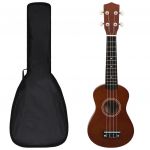 vidaXL Set ukulele soprano, cu husă, pentru copii, natural, 21"