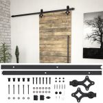 vidaXL Set feronerie pentru uși glisante SKIEN, negru, 200 cm, oțel