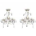 vidaXL Candelabre suspendate de plafon cu cristale 2 buc. alb elegant